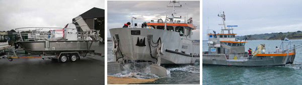 Boats cleaning water surfaces